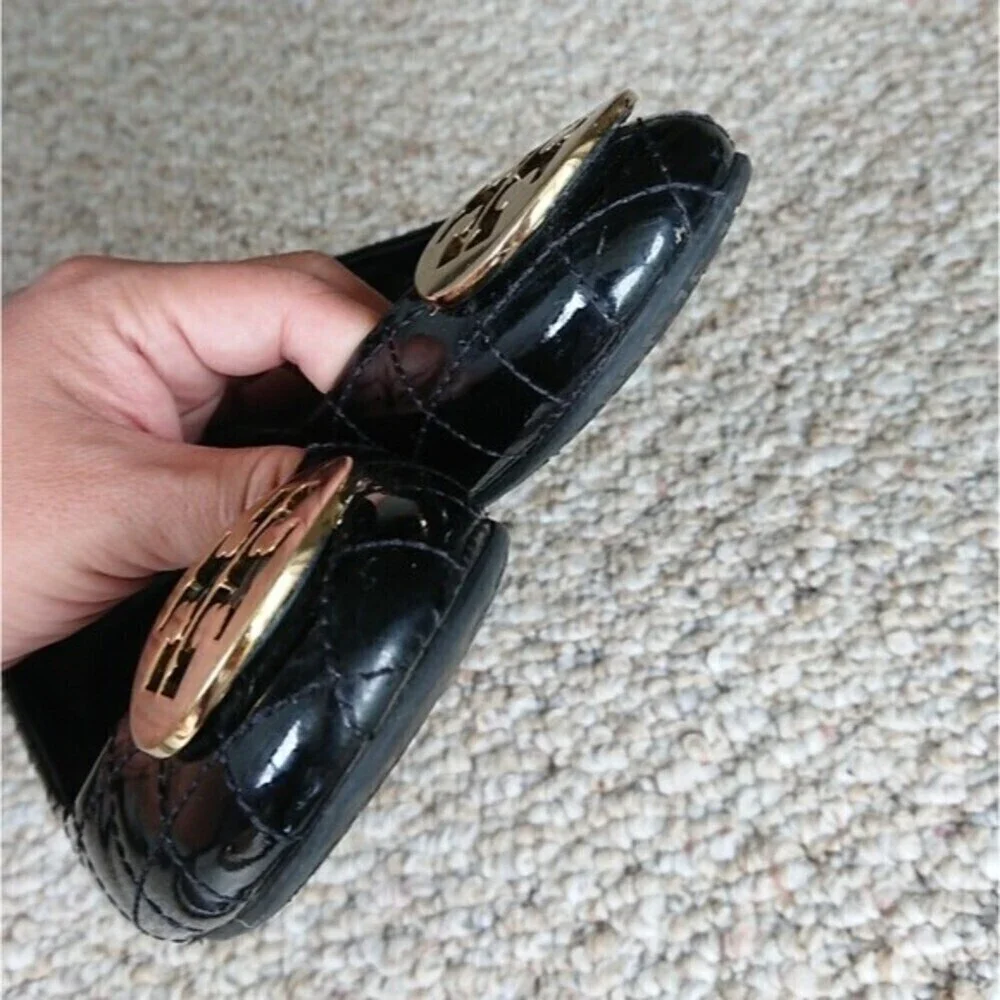 Tory Burch Quinn Quilted Patent black Ballerina Flat size 37